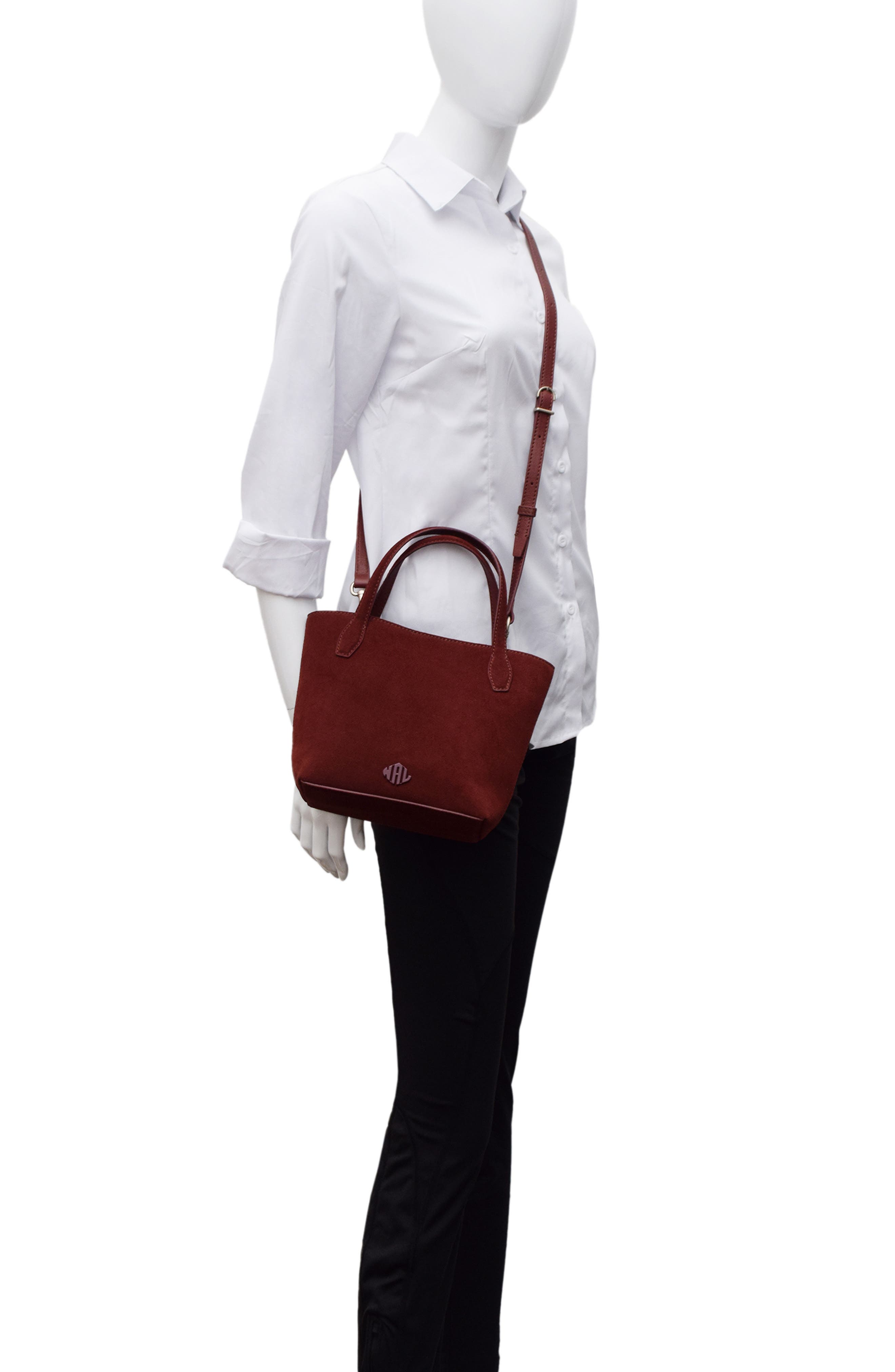 New Amsterdam Leatherworks Asher Suede Crossbody Tote Bag, Alternate, color, Claret