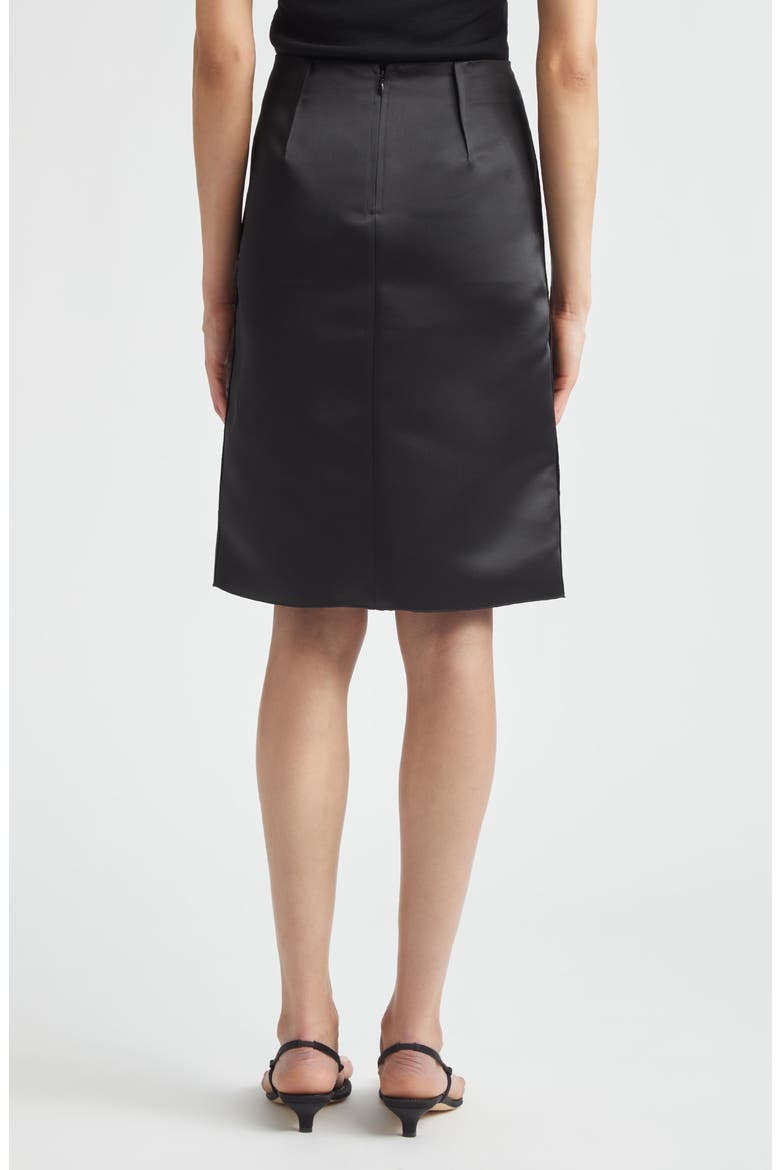 Duchesse Satin Pencil Skirt, Alternate, color, BLACK