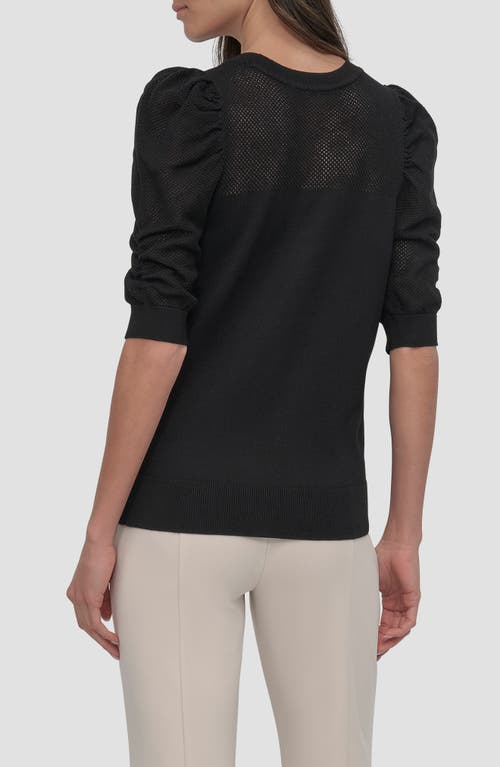 Shop Dkny Puff Sleeve Sweater In Black