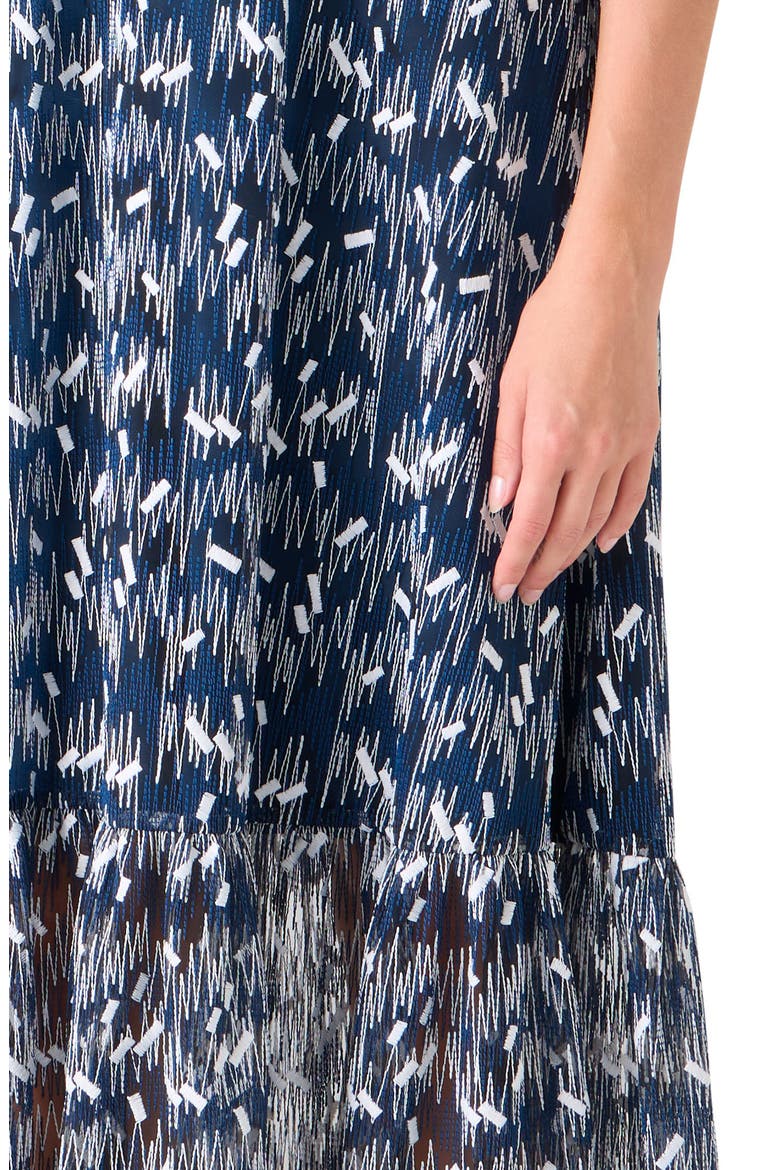 Embroidered Tulle A-line Dress, Alternate, color, DARK BLUE-CREAM