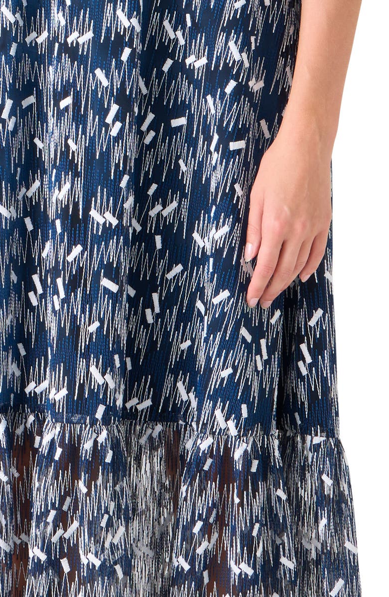 Akris punto Embroidered Tulle A-line Dress, Alternate, color, Dark Blue-Cream