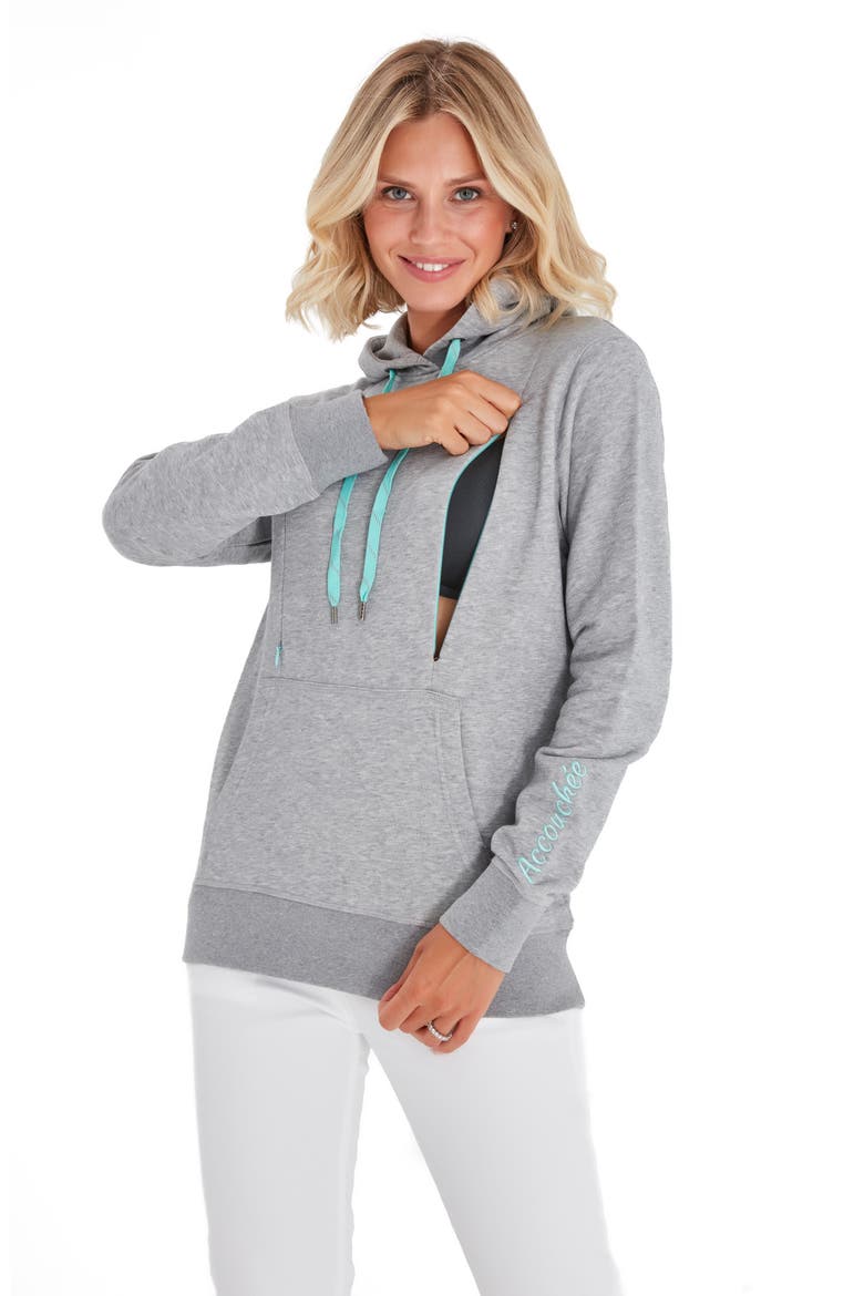 Iconic Maternity/Nursing Hoodie, Alternate, color, GRAY