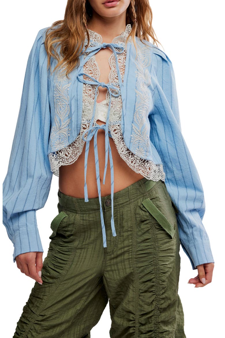 Bali Jude Embroidered Lace Top, Main, color, CHAMBRAY