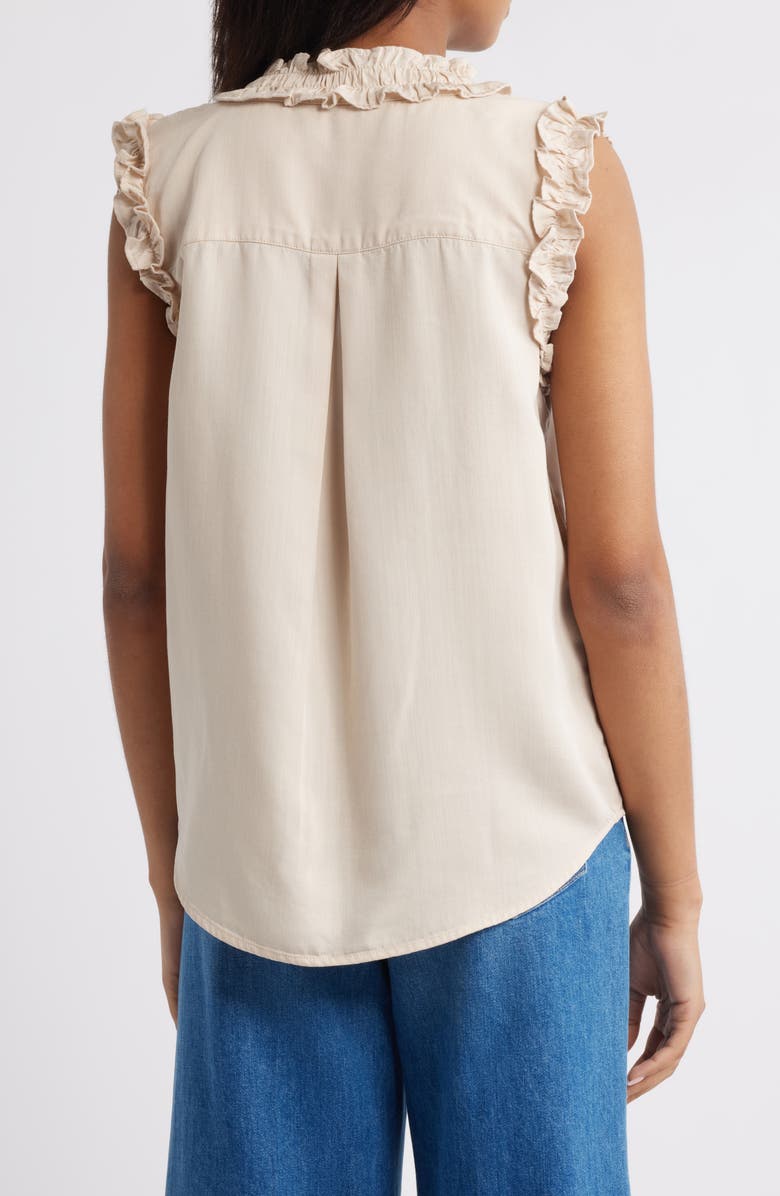 Wit & Wisdom Ruffle Accent Sleeveless Top, Alternate, color, Macadamia
