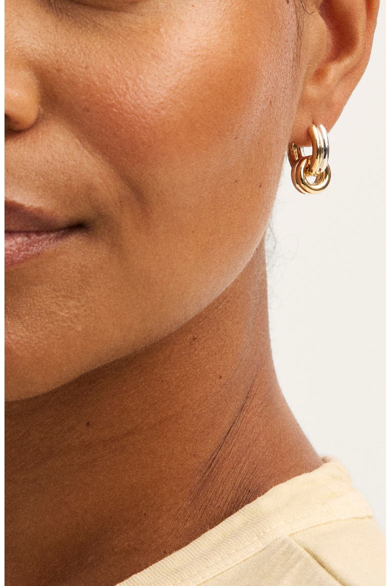 Mixed Metal Sculptural Double Hoop Earrings, Alternate, color, MIXED METAL