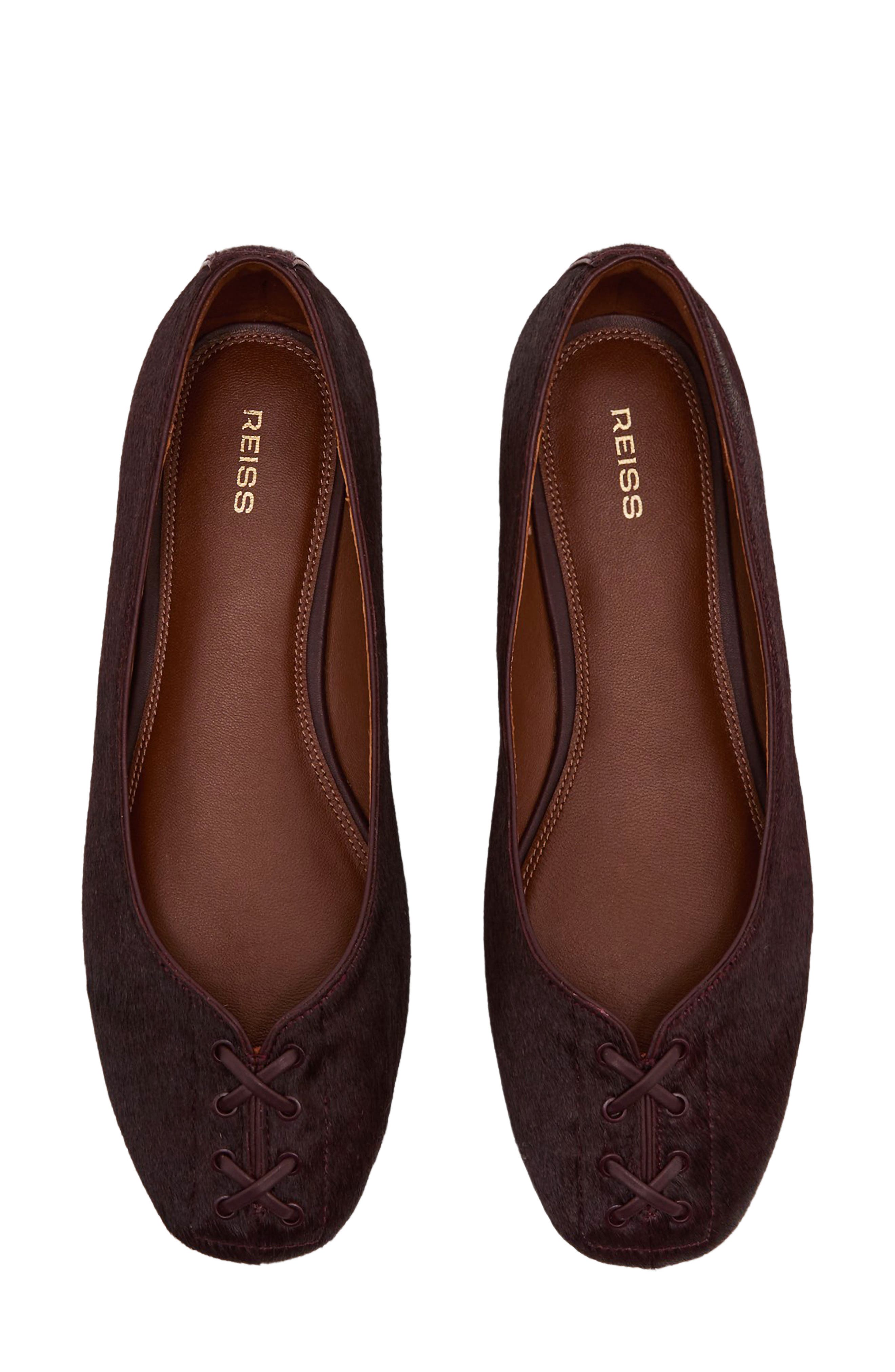 Adrianna Genuine Calf Hair Flat, Alternate, color, BURGUNDY