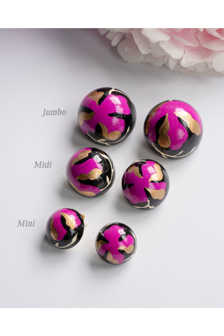 Gaia Floral Jumbo Earrings, Alternate, color, Fuchsia Nightfall