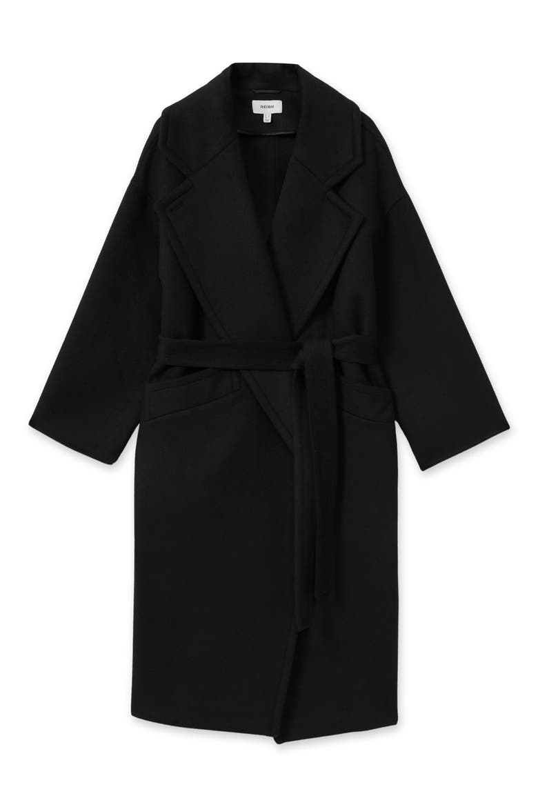Bridget Belted Wool Blend Coat, Alternate, color, BLACK