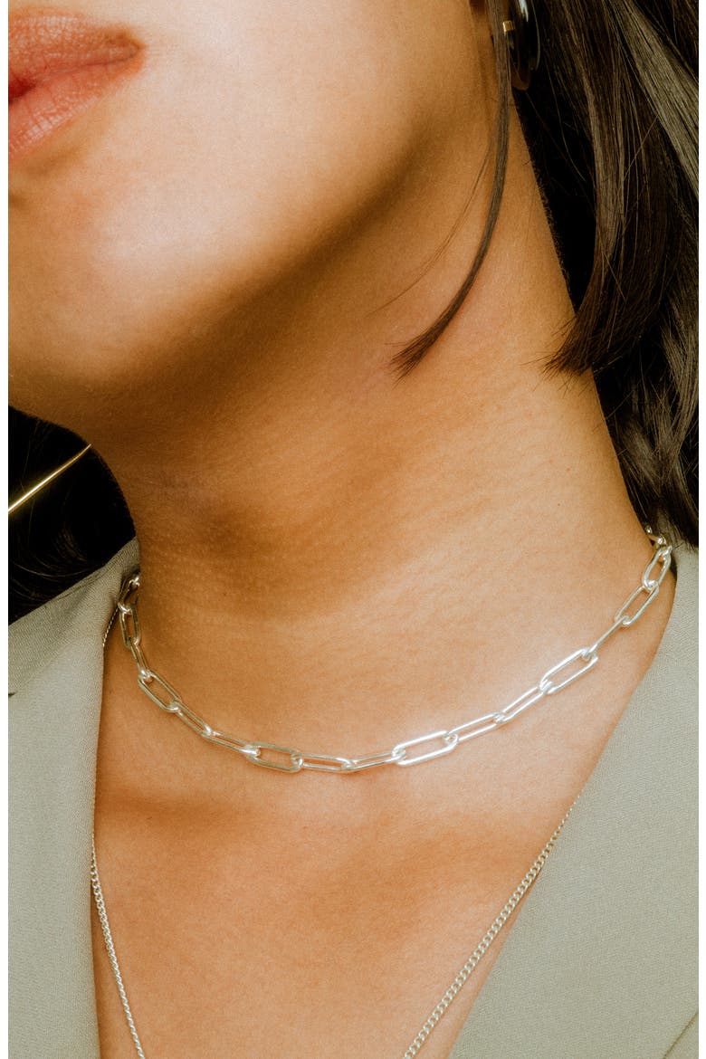 Noir East Extra Long Link Choker, Alternate, color, SILVER