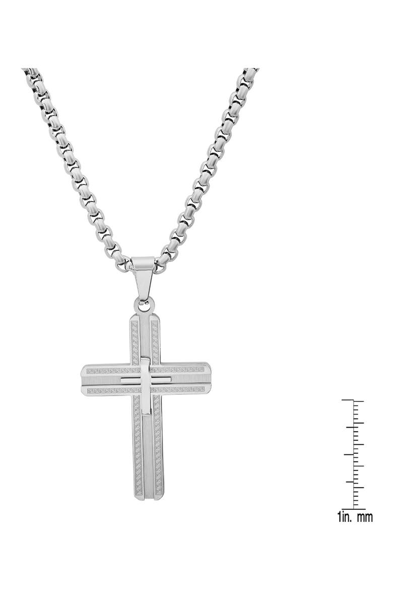 Men's Stainless Steel Cross Pendant Necklace, Alternate, color, SILVER