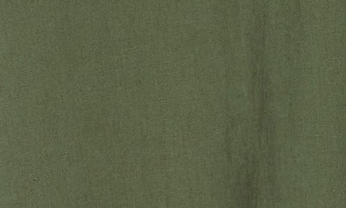 Caslon ® Double Pocket Linen Blend Camp Shirt In Green Bronze