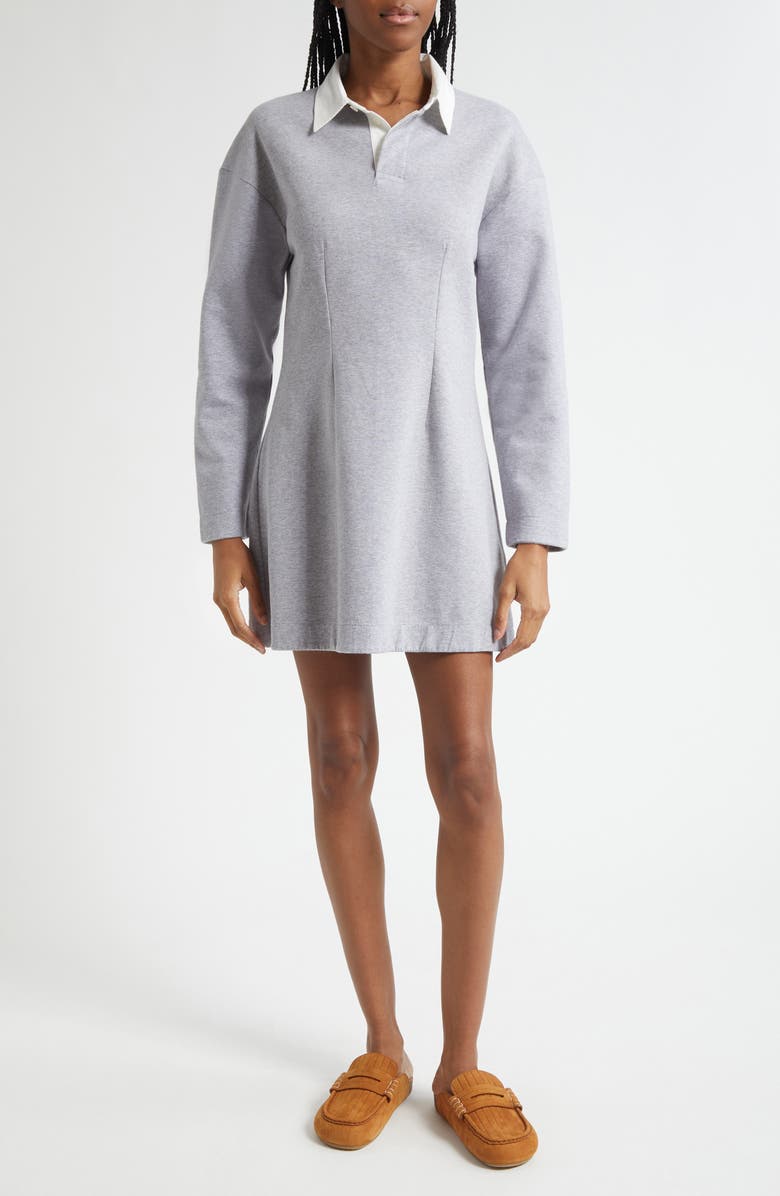 JW Anderson Long Sleeve Polo Minidress, Main, color, 945 Mid Grey Melange