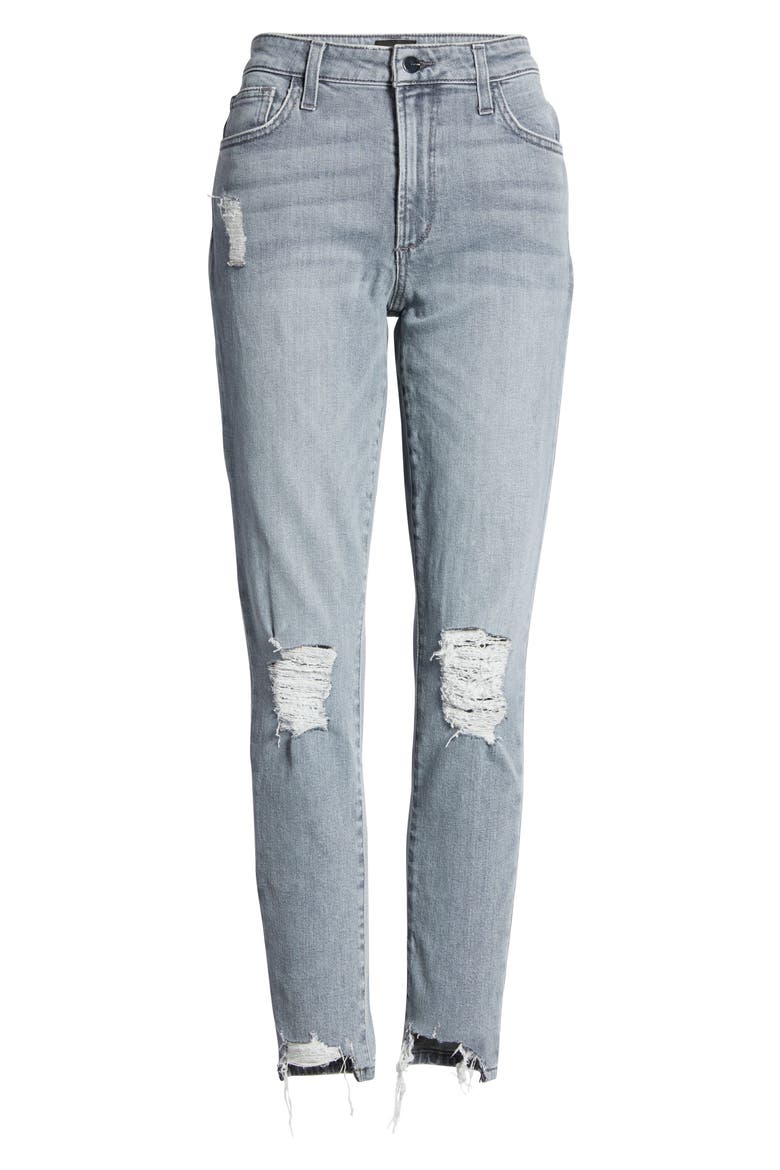The Charlie Ripped High Waist Ankle Skinny Jeans, Alternate, color, VETIVER