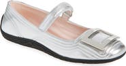 Roger Vivier Viv Low Quilted Metallic Leather Mary Jane Ballet Flat