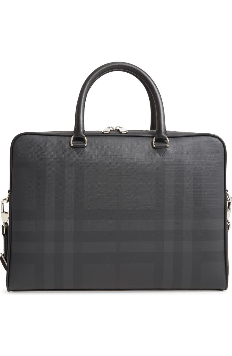 Burberry Ainsworth London Check Coated Canvas & Leather Briefcase, Main, color,