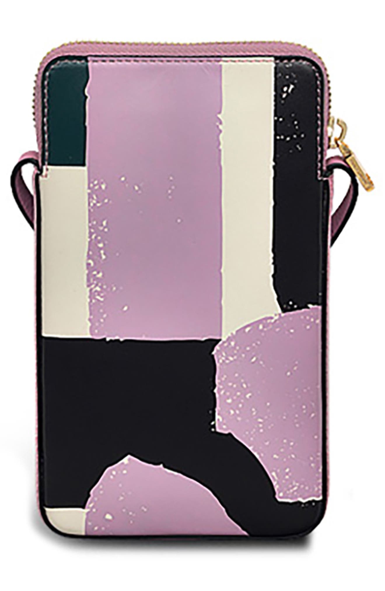 Gallery Road Geo Medium Phone Crossbody Bag, Alternate, color, SHY PINK