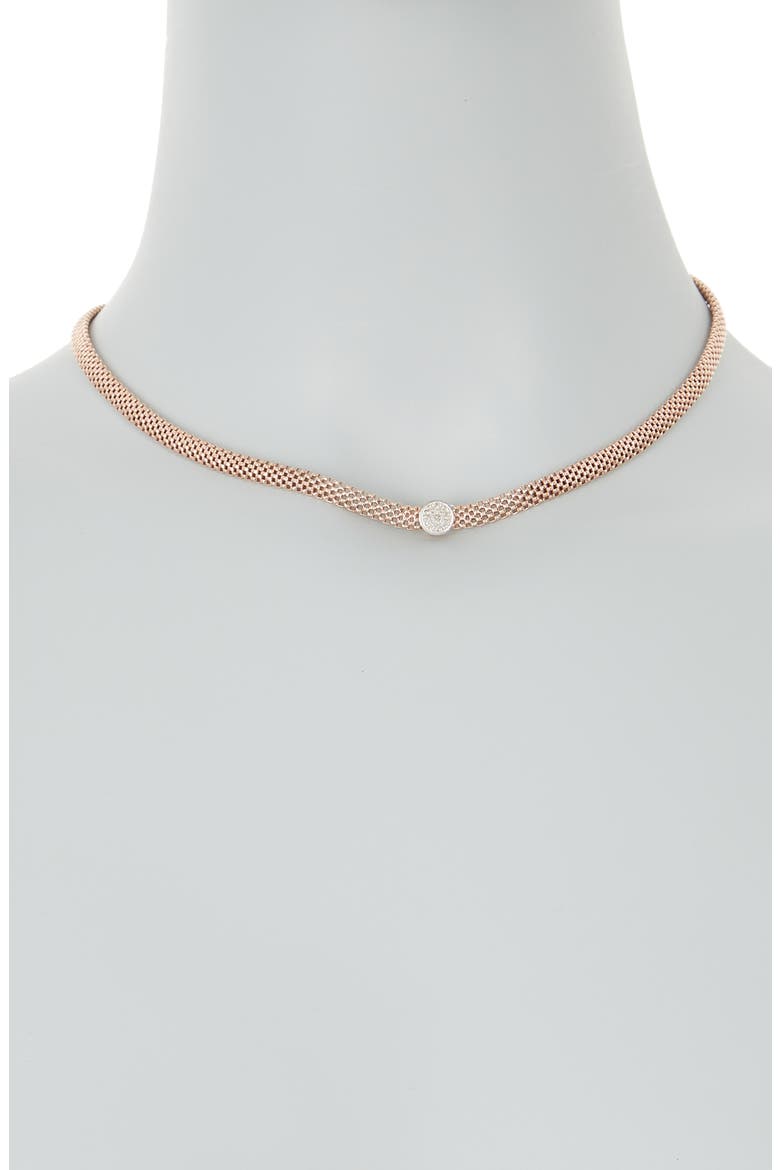 18K Rose Gold Plated Diamond Necklace - 0.06 ctw, Alternate, color, ROSE GOLD
