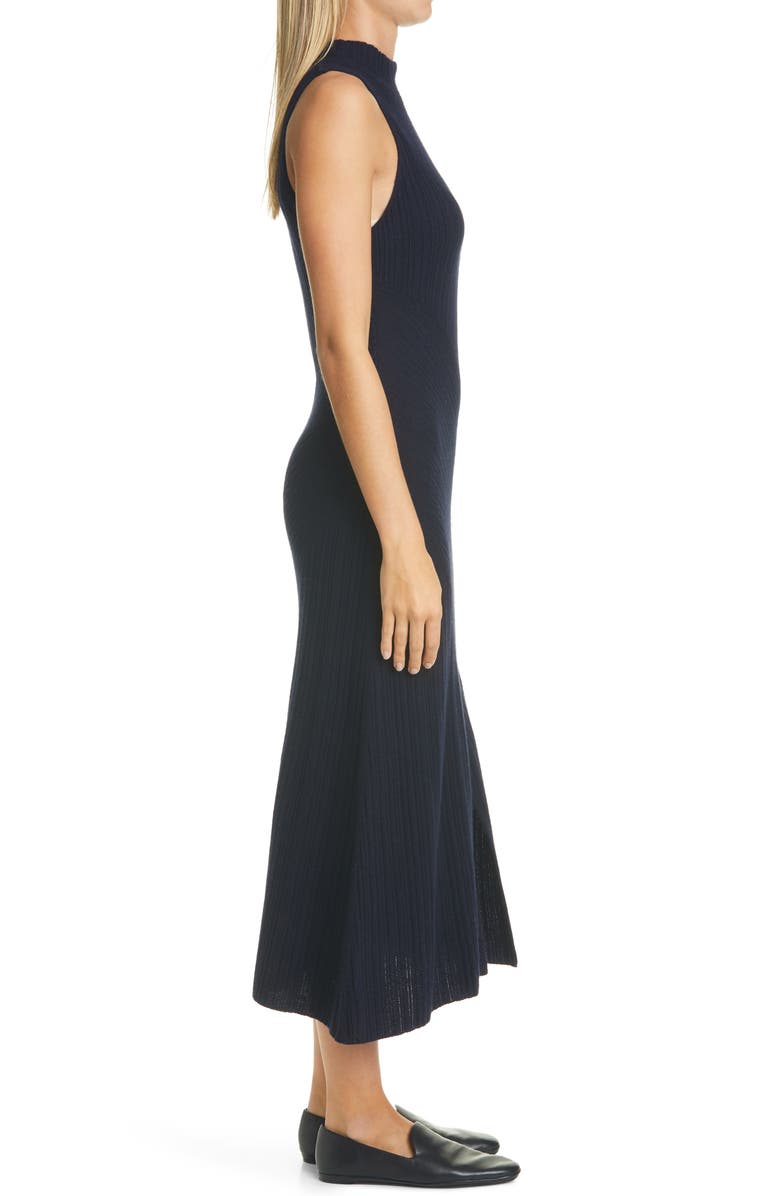 Vince Diagonal Rib Sleeveless Wool & Cashmere Dress, Alternate, color, 