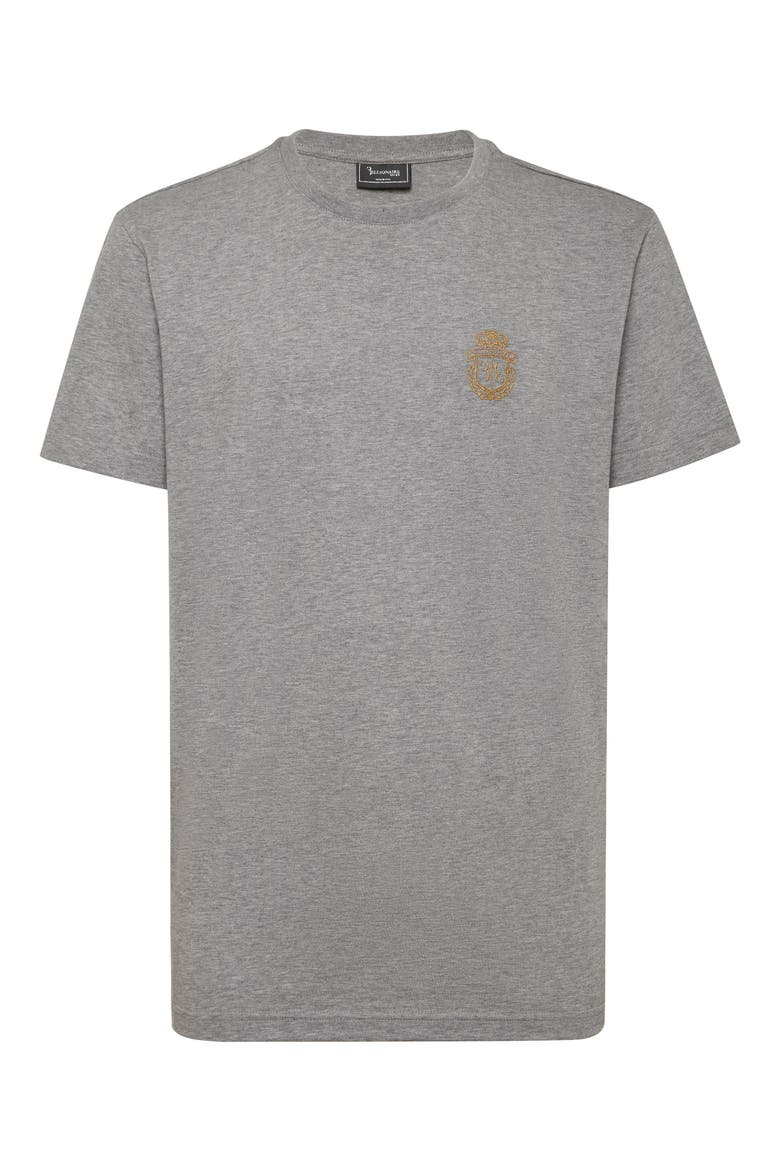 T-Shirt Round Neck Ss Crest Men, Main, color, grey