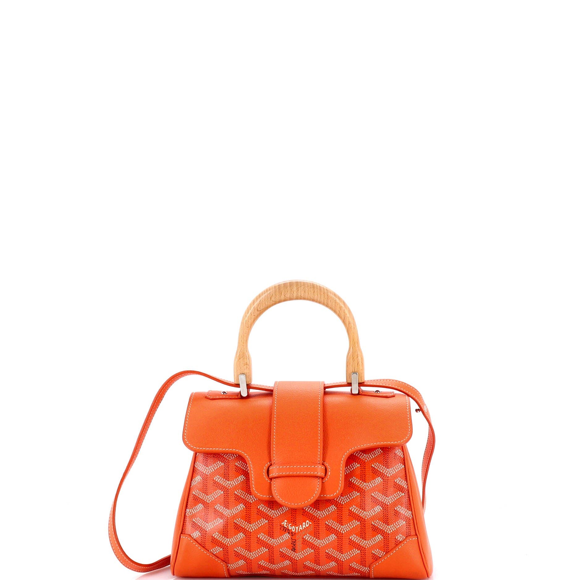 Pre-Owned Goyard Saigon Top Handle Bag Coated Canvas with Leather Mini, Main, color, Orange