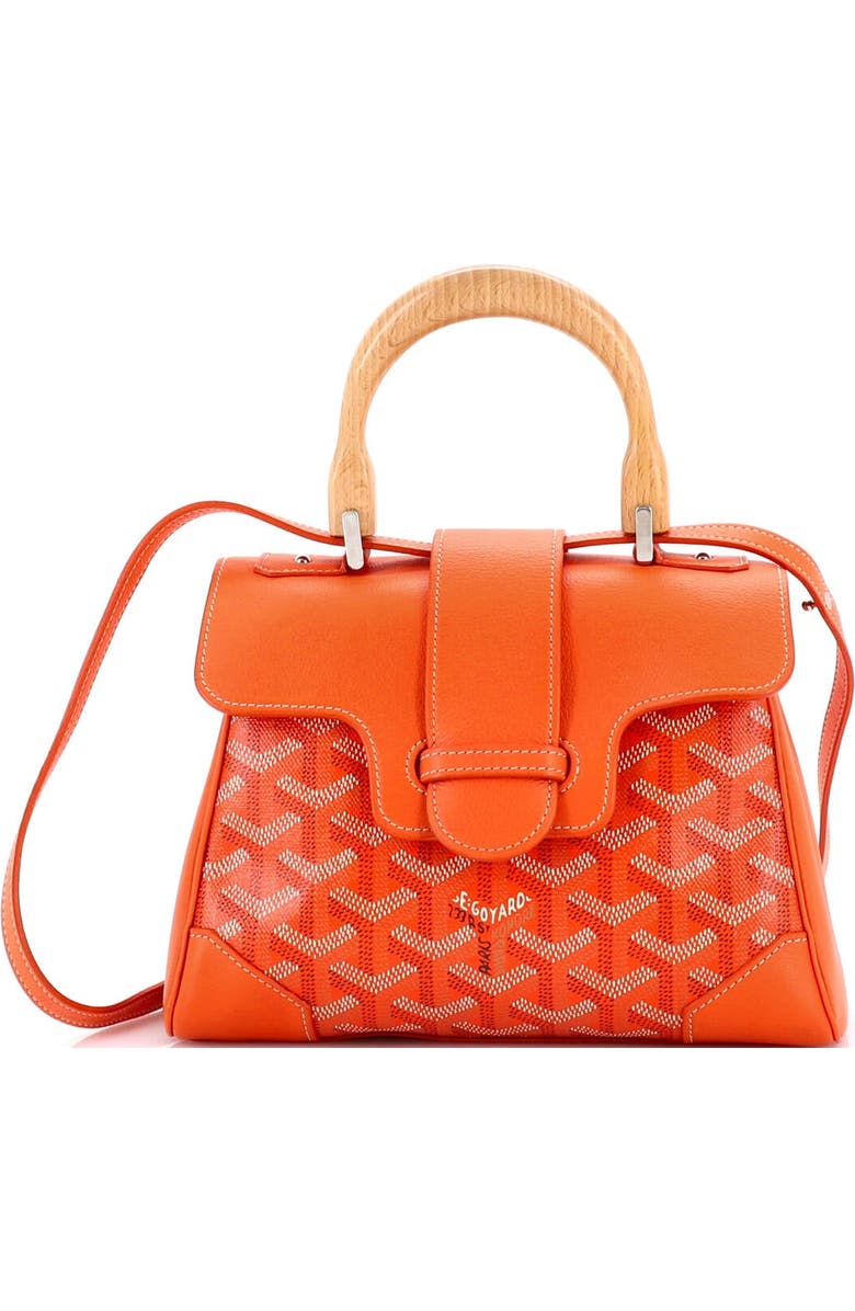 Pre-Owned Goyard Saigon Top Handle Bag Coated Canvas with Leather Mini, Main, color, Orange