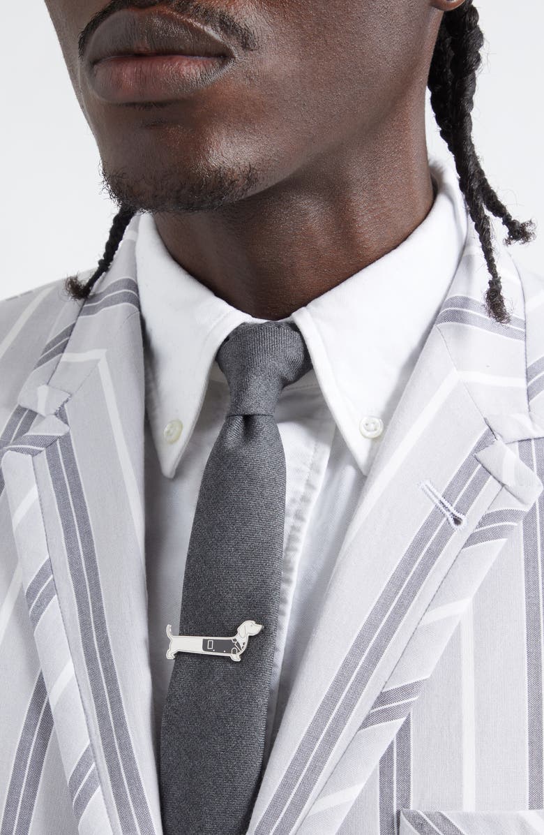 Thom Browne Limousine Hector Sterling Silver Tie Clip, Alternate, color, Silver