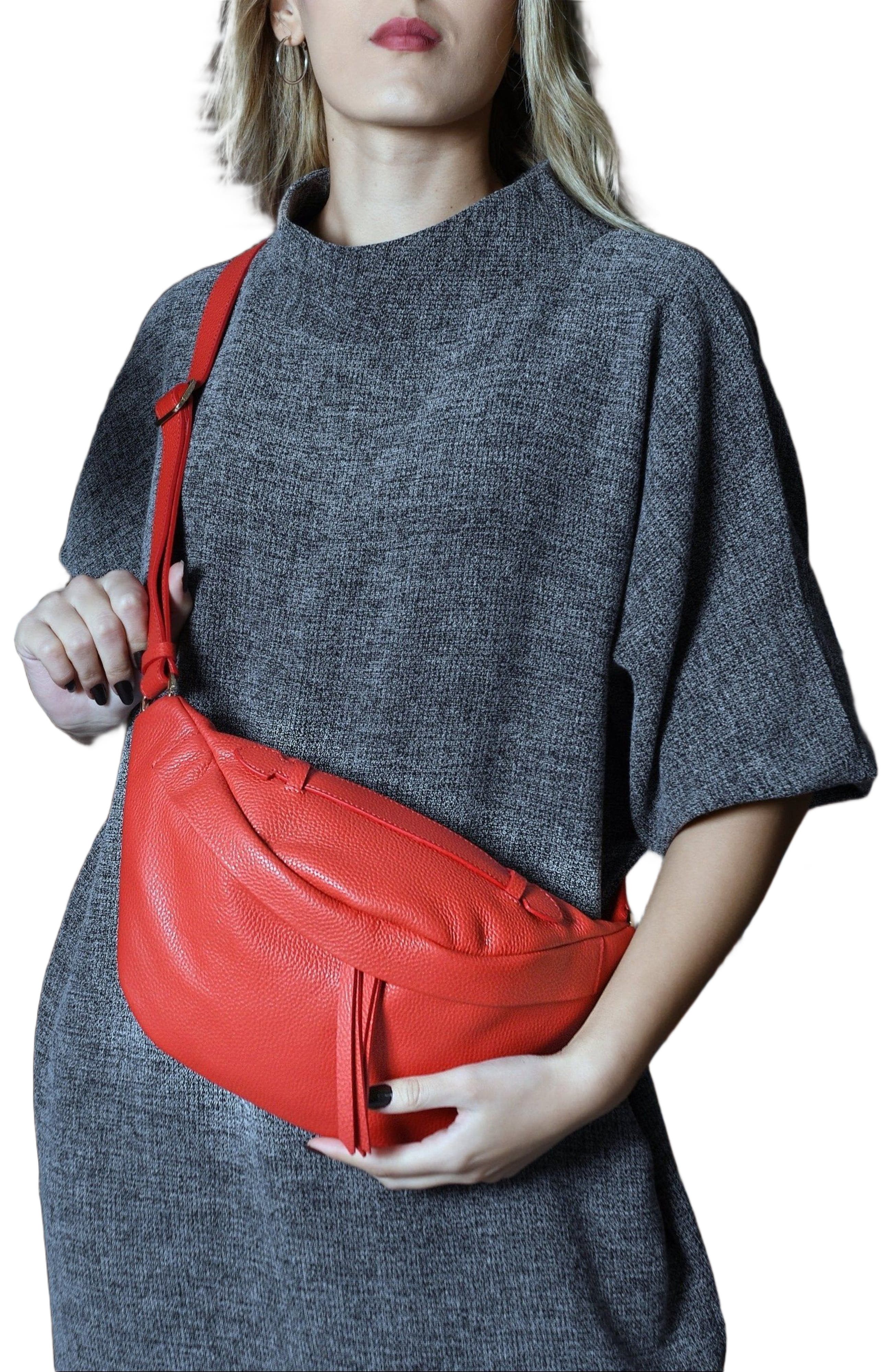 Forever & Always Shoes Bianca Red Leather Crossbody Bag, Alternate, color, Red Leather