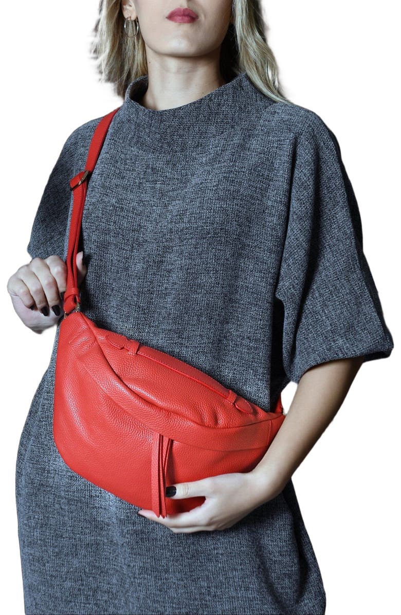 Forever & Always Shoes Bianca Red Leather Crossbody Bag, Alternate, color, Red Leather