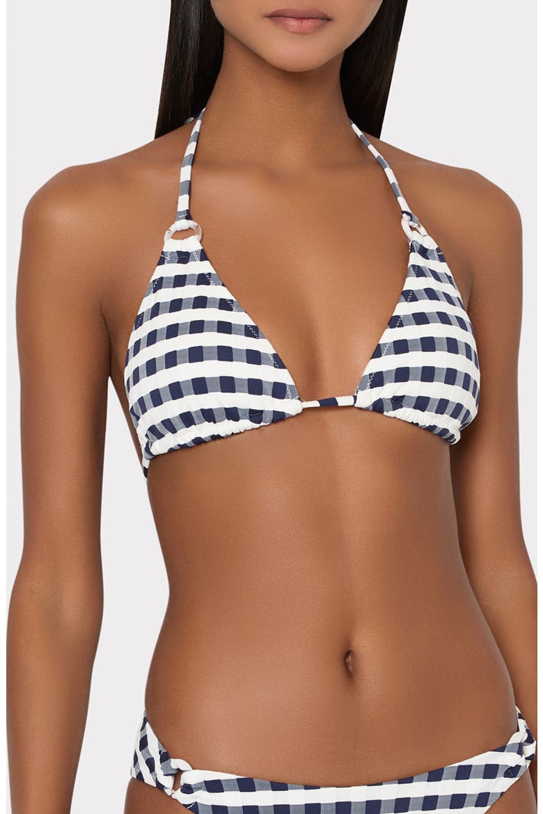 Cottage Jacquard Bikini Top, Main, color, NAVY/ WHITE