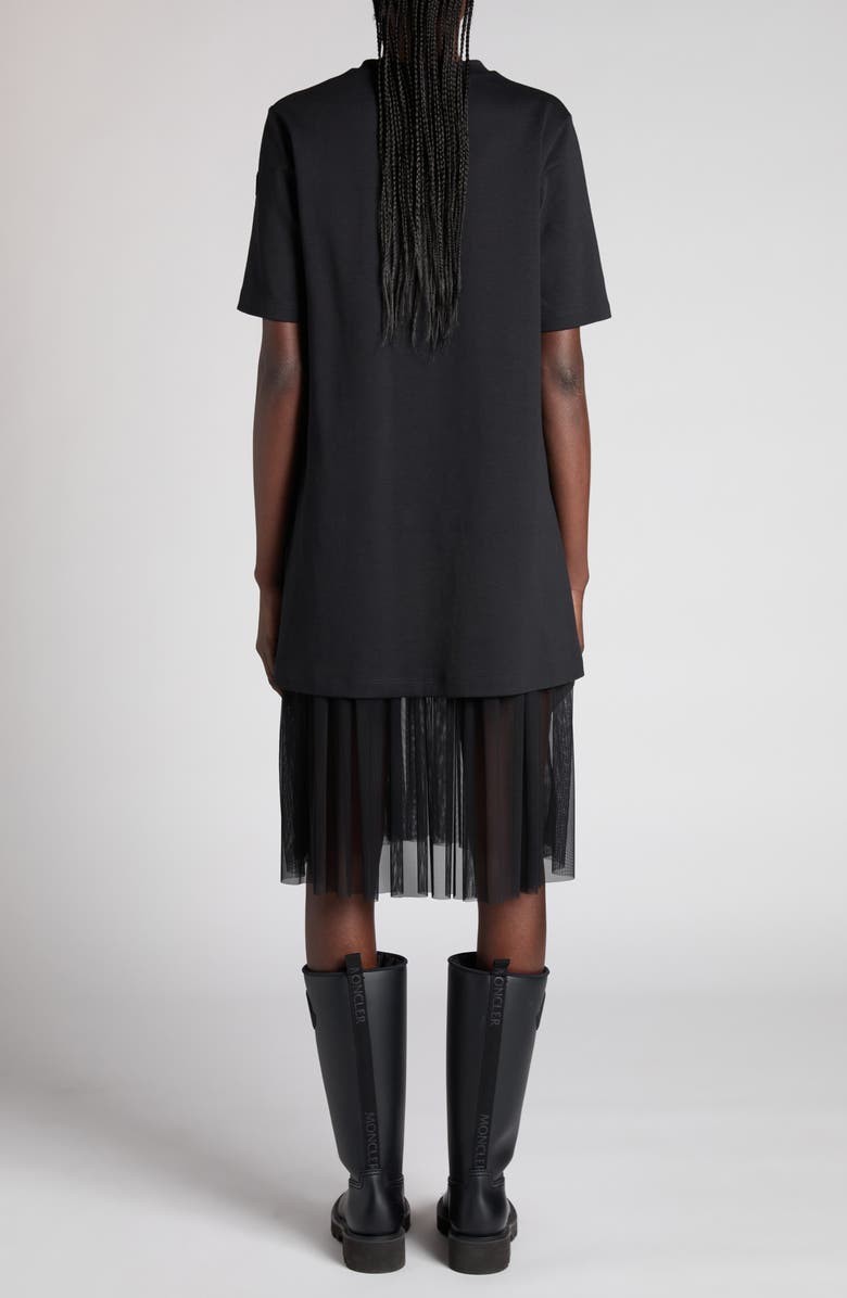 Moncler Mixed Media Dress, Alternate, color, Black