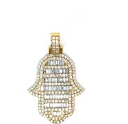 Ancona Jewelry 14K Yellow Gold Hamsa Pendant with 2.67 Carats of Lab Grown Diamonds