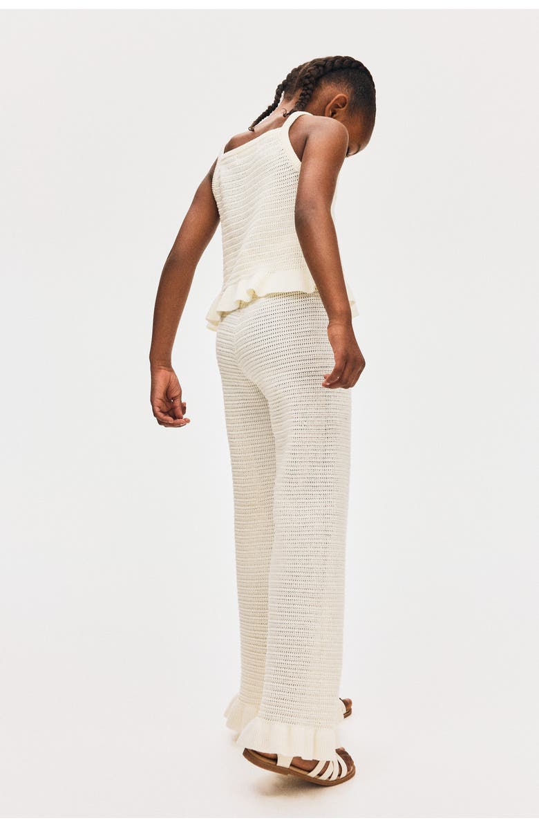 H&M Flared Cotton-knit Leggings, Alternate, color, White