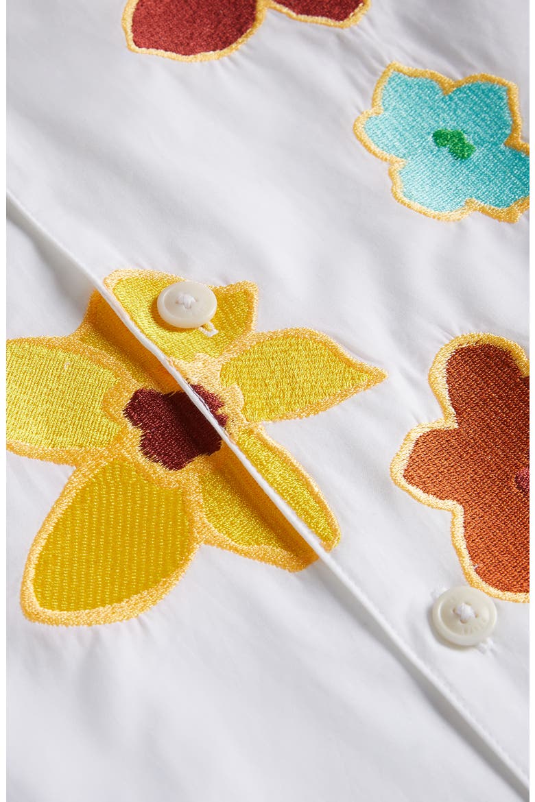 Walmond Floral Appliqué Short Sleeve Cotton Button-Up Camp Shirt, Alternate, color, WHITE