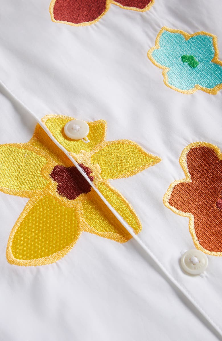 Ted Baker London Walmond Floral Appliqué Short Sleeve Cotton Button-Up Camp Shirt, Alternate, color,