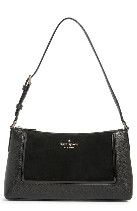 lena suede & pebbled leather shoulder bag