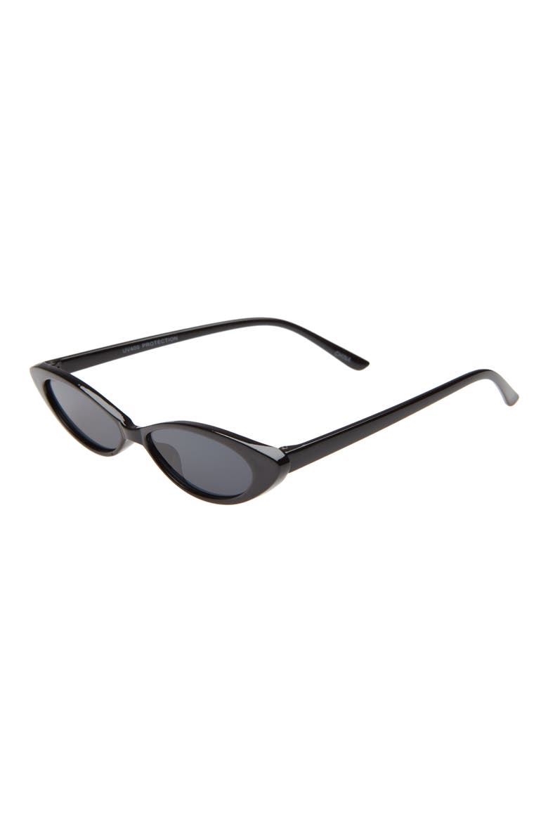 Mini Oval Cat Eye Sunglasses, Main, color, BLACK/ BLACK