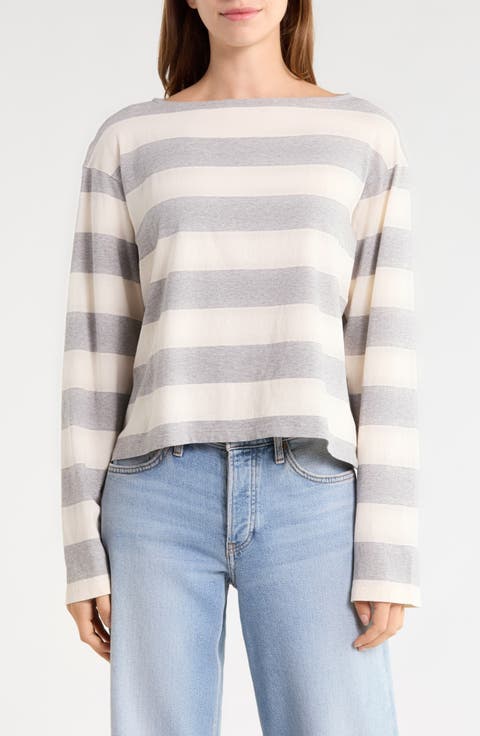 Stripe Boatneck Long Sleeve T-Shirt