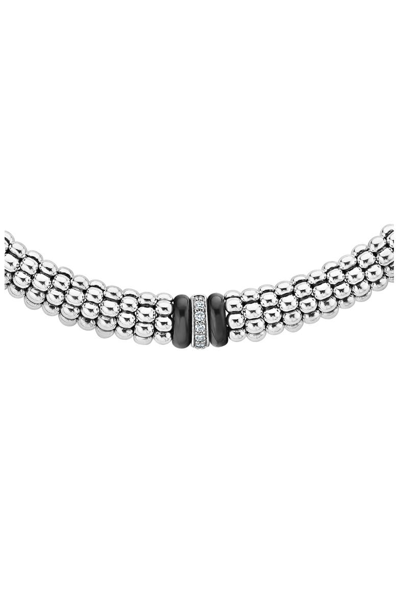 Black Caviar Pavé Diamond Collar Necklace, Alternate, color, SILVER/ CERAMIC/ DIAMOND