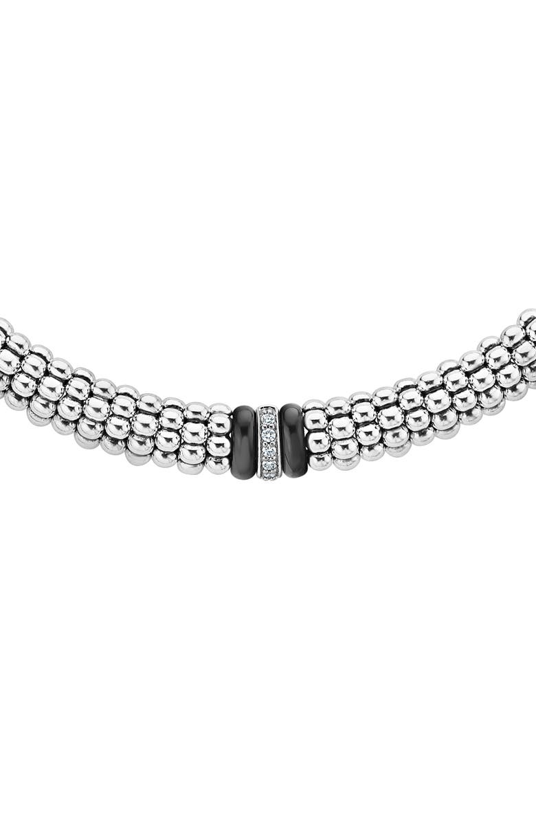 LAGOS Black Caviar Pavé Diamond Collar Necklace, Alternate, color, Silver/ Ceramic/ Diamond