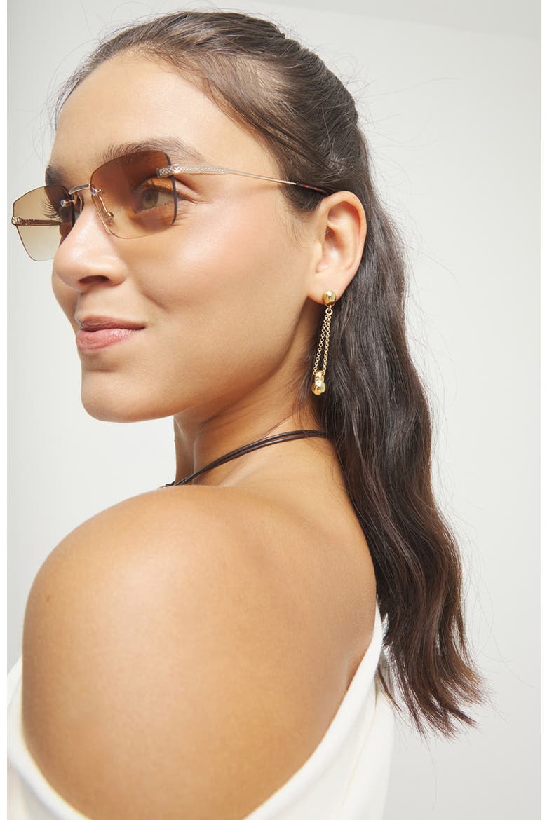 18k gold-plated earrings with long chain and dial detail, Alternate, color, Gold