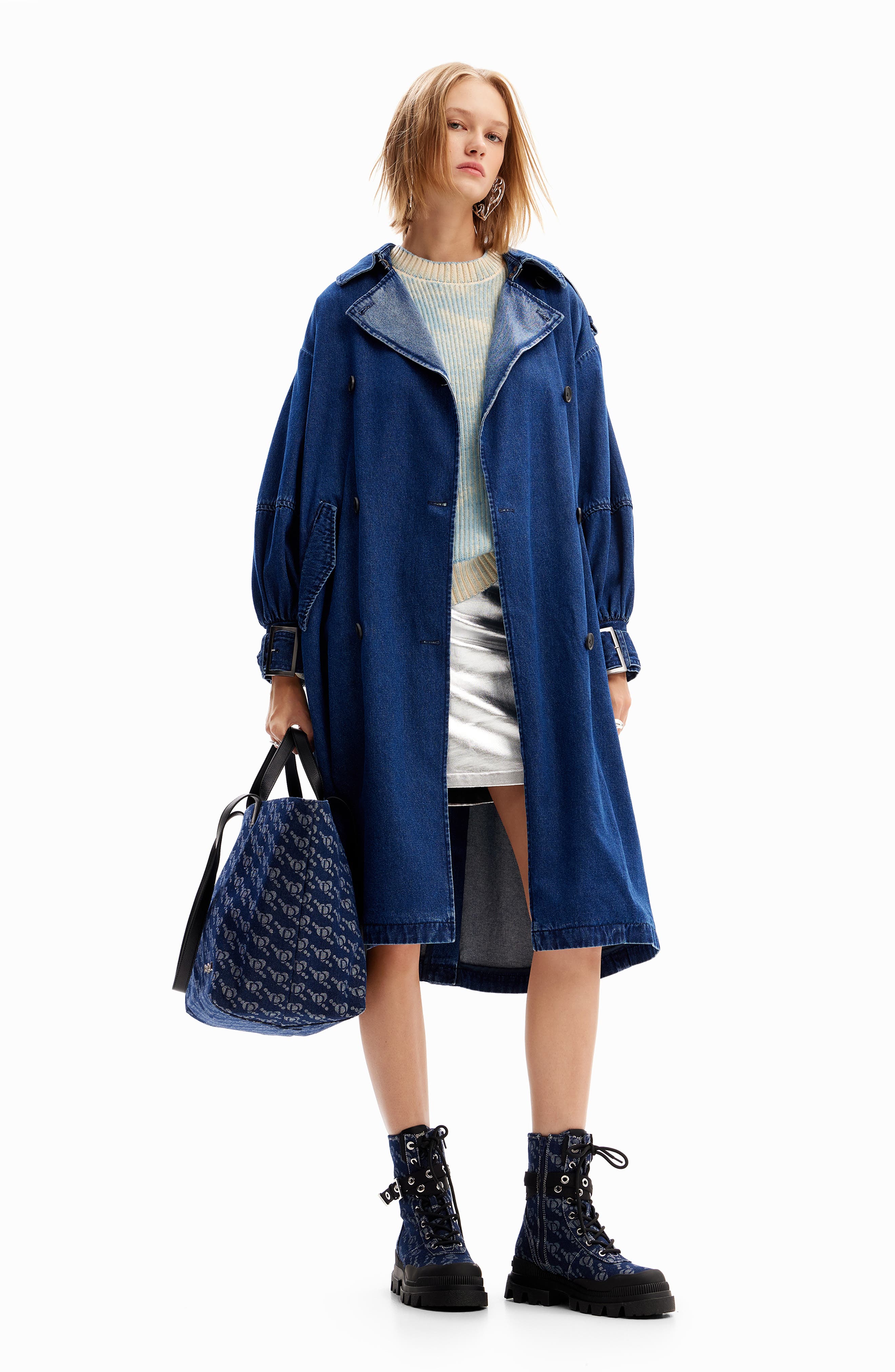 Desigual Arco Logo Denim Tote, Alternate, color, Blue