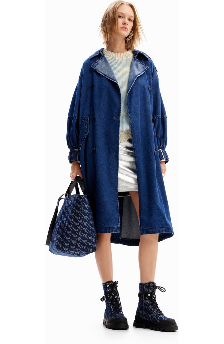 Desigual Arco Logo Denim Tote, Alternate, color, Blue