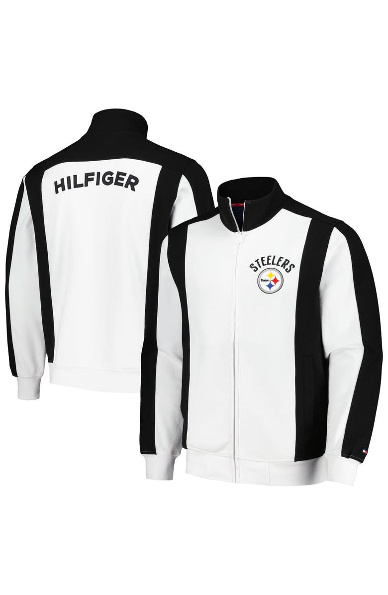 Tommy Hilfiger Men's Tommy Hilfiger White/Black Pittsburgh Steelers Nolan Full-Zip Track Jacket, Main, color, 