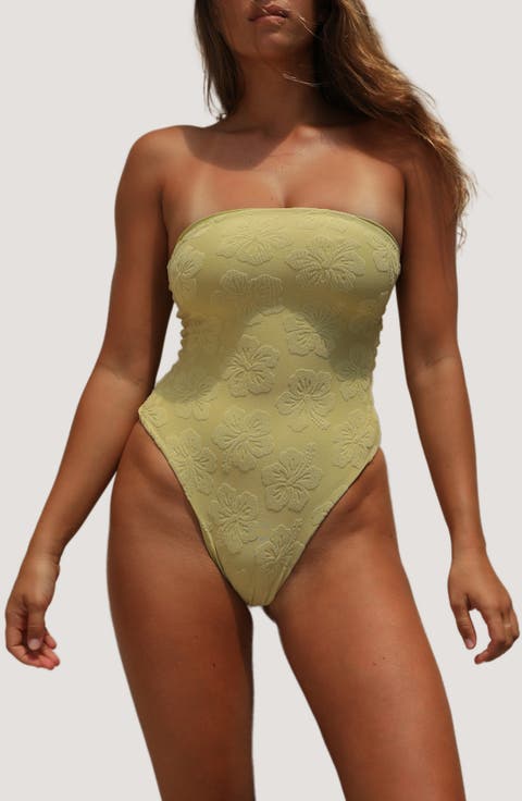 Paola Macramé Strapless One-Piece Swimsuit