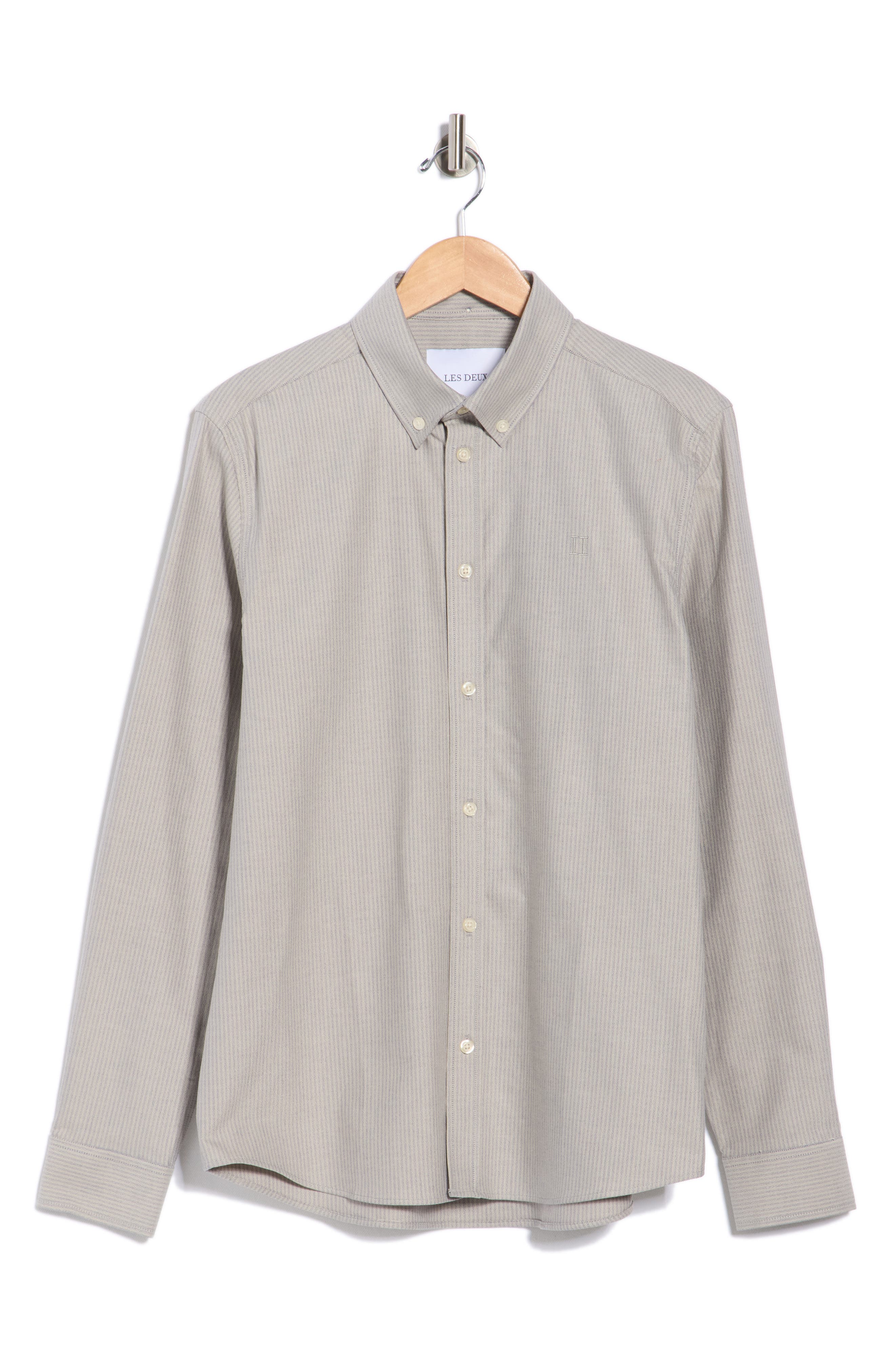 Les Deux Konrad Stripe Cotton Oxford Button-Down Shirt