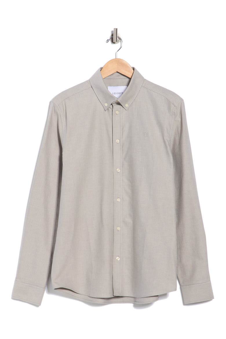 Konrad Stripe Cotton Oxford Button-Down Shirt, Alternate, color, LIGHT SAND/ BLUEPRINT
