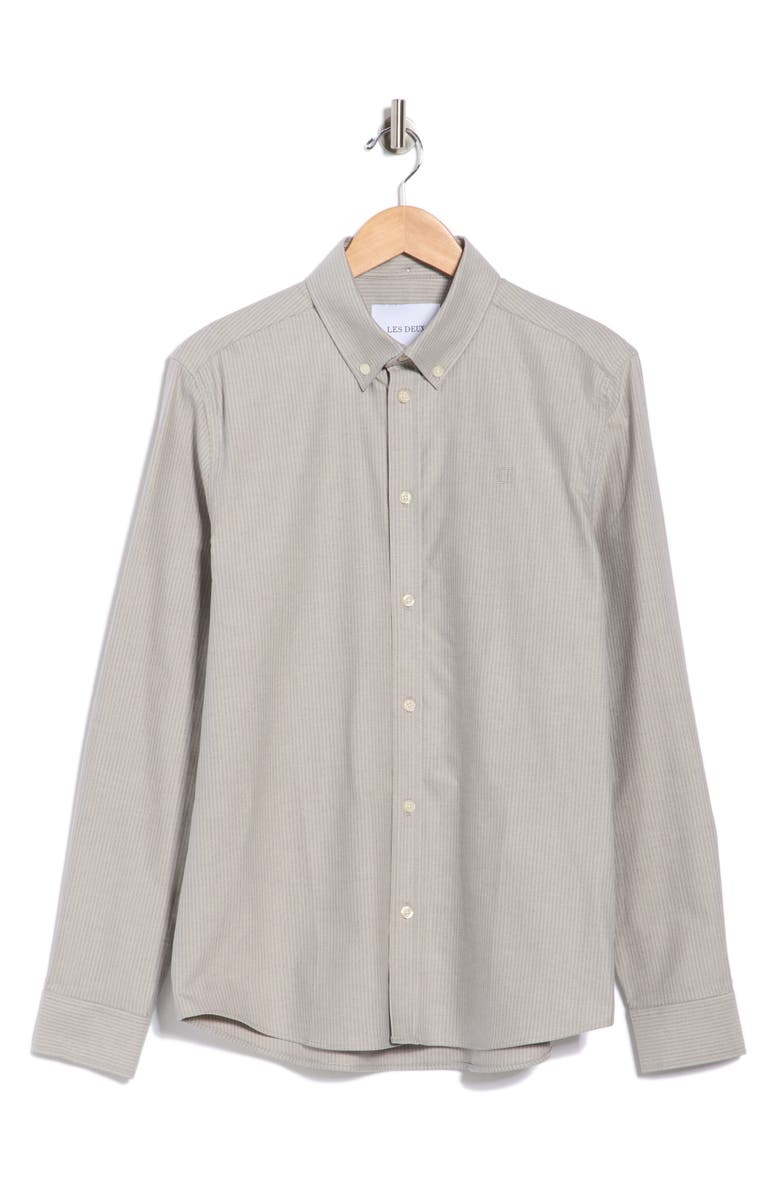 Les Deux Konrad Stripe Cotton Oxford Button-Down Shirt, Main, color, Light Sand/ Blueprint