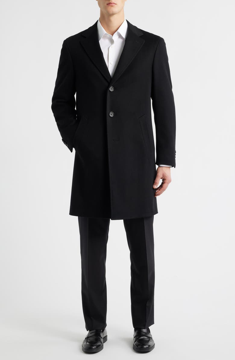 Canali Trim Fit Wool & Cashmere Coat, Alternate, color, Black