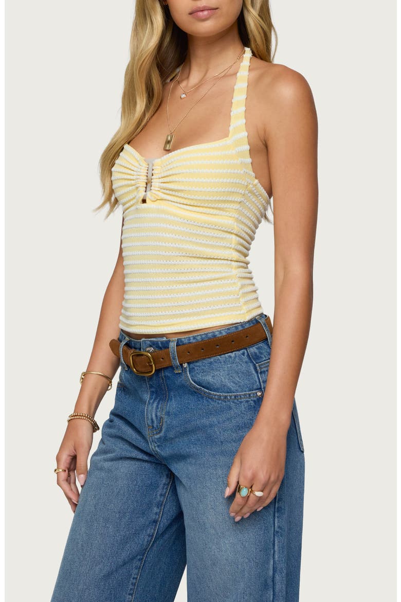 Lovina Textured Stripe Halter Top, Alternate, color, YELLOW