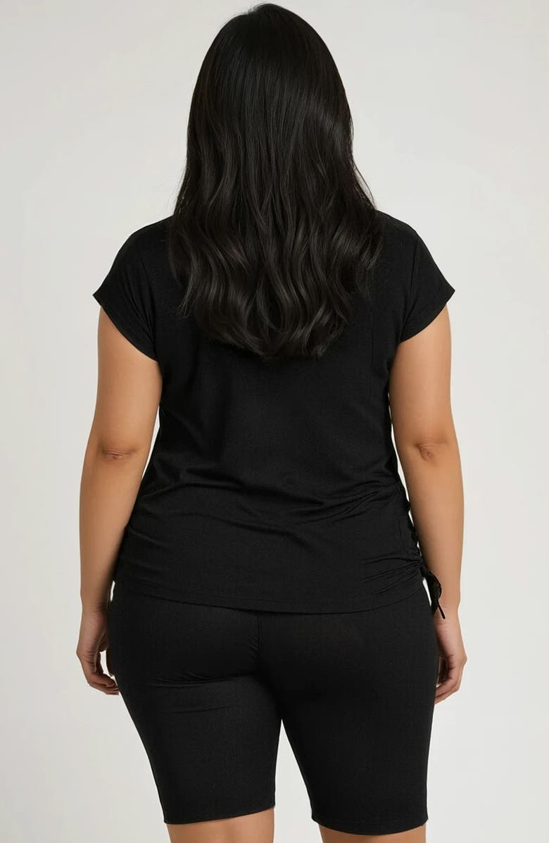 Calypsa Plus Size Daphne Loose Fit Swim Top, Alternate, color, Black